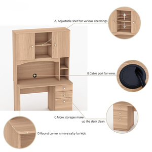 Venta al por mayor de muebles de oficina en casa de madera extensible mesa de estudio con estantería cajones de almacenamiento para adultos uso de ordenador de escritura - Product Image 3