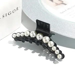 XinMei Pearl Hair Claw Clips Accessories Wholesale White Marble Hair Claw Clips Flexible Non Slip Women Hair Claw Jaw Clips Big