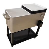 Chariot isotherme roulant 73L en métal, glacière à roulettes pour garder au frais lors de vos fêtes