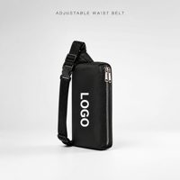 Sac banane personnalisé avec logo, sac de taille bandoulière, fermeture éclair, sac à main portable en nylon imperméable tendance pour voyage, course à pied, fitness