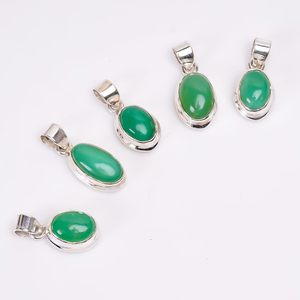 YASHEE Collier Pendentif Ovale en Chrysoprase Naturelle, Sertissage Bezel Plaqué Argent, Pierre Gemme Guérisseuse, Bijou Unisexe, Cadeau - Product Image 3