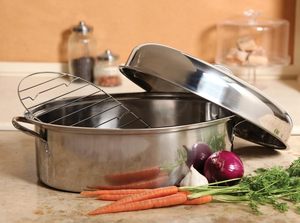Stainless Steel Roasting <strong>Pan</strong> Oval <strong>Roaster</strong> <strong>Pans</strong> 3 Pieces <strong>Turkey</strong> Baking Tray With Rack &amp; Lid - Product Image 6