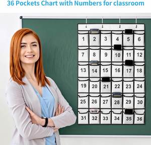 Organizador de Teléfonos para Aula, 36 Bolsillos Numerados, Bolsa de Almacenamiento Colgante Azul para Teléfonos Celulares y Calculadoras con Ganchos de Acero - Product Image 6