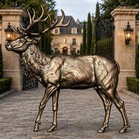 Statue de renne en bronze grandeur nature personnalisable pour les paysages extérieurs de luxe, sculpture en bronze
