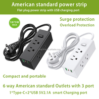 Multiprise Portable et Compacte, Conçue pour les États-Unis, 6 Prises avec Port USB et Protection Anti-Surtension