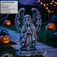 2026 Halloween transfrontalier, Ange ailé de taille moyenne de 62 cm, Décoration de scène pour cour intérieure et Festival des Fantômes