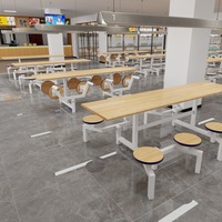 Table et chaises de cantine scolaire en acier, design moderne, personnalisable, pour 4 à 8 personnes, restaurant