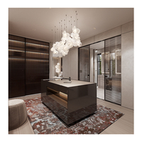 Armoire de chambre de luxe en MDF foncé, grande armoire de dressing haut de gamme avec espace de dressing intégré