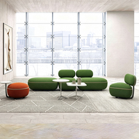 Ensemble de fauteuils modulaires écologiques modernes en tissu vert avec ottoman pour la maison, le bureau et l'usage commercial