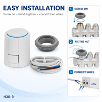 Thermostat d'ambiance intelligent H30-9 de pointe avec actionneur thermique électrique pour le contrôle de chauffage