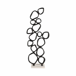 Scultura Astratta in Metallo con Anello, Statua con Base in Marmo, Decorazione per la Casa, Figurina Ornamentale, Accento per Scaffale e Tavolino da Caffè - Product Image 4