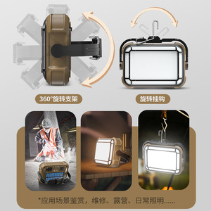Lampe de travail 30W 3600mAh avec charge Type C, crochet et base magnétique pour camping, réparation et patrouille - Product Image 1