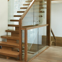 Escalier en bois pliant d'intérieur en granit et en dalle de noyer, design économique, escalier flottant et droit