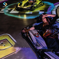 Jeu de course de karting interactif immersif avec projection, kart électrique de combat en salle pour parc d'attractions