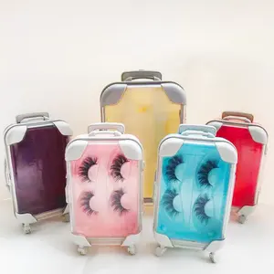 private label mink eyelashes custom suitcase eyelash packaging