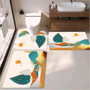 Ensemble de <span class=keywords><strong>tapis</strong></span> de salle de bain saisonniers « HOME » à motif bois, « HELLO SUMMER » palmiers tropicaux et blocs de couleur abstraits – Collection de 3 <span class=keywords><strong>tapis</strong></span> - Product Image 6