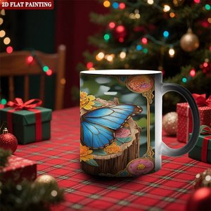 Sublimation <b>Mug</b> Frosted Black 11oz Ceramic Heat Activated Color Changing Cup Holiday Gift <b>Set</b> - Product Image 2