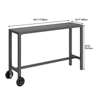 Table de bar d'extérieur moderne avec roulettes, table d'appoint de patio en métal, plateau imperméable, mobilier de jardin pour la maison