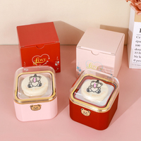 Romantischer drehbarer Ring-Kerzenlicht-Überraschungs-Valentinstagsgeschenkbox mit Samtfutter, Bärenkuchen-Schmuckorganizer, Liebe
