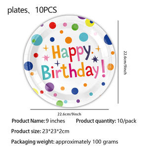 Trouvez des assiettes personnalisées HLC pour célébrer un joyeux anniversaire, des décorations d'anniversaire pour enfants, des ensembles de vaisselle d'anniversaire colorés à pois. - Product Image 4