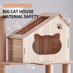 Holz-luxus großer katzenbaum-schloss mit plattform, sisal-kratzhaus und katzenklo aus haustier rabatt möbel katzenbaum - Product Image 3
