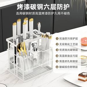 Organisateur de cuisine multifonctionnel mural avec support pour couteaux, baguettes et planche à découper pour utilisation sur comptoir - Product Image 4