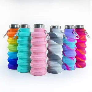 Customized Logo Outdoor Sports Reusable collapsible Folding Drinking Water Bottle Portable for Camping Sports Hiking