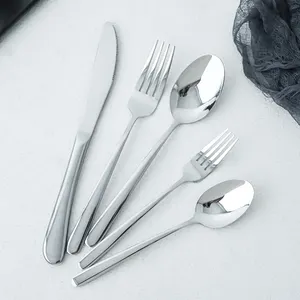 Elegan stainless steel cermin peralatan makan perak set cubiertos untuk pernikahan garpu pisau dan sendok set