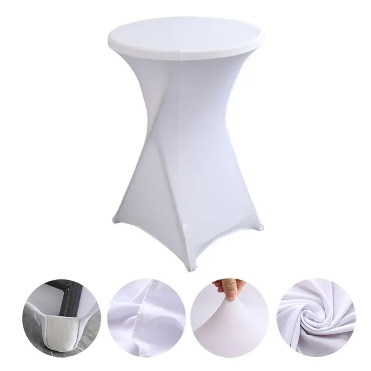 Solid Color Elasticity Cocktail Tablecloths Round Polyester Table Cloth Cover For Hotel Wedding Event Birthday Party Decoration