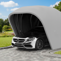 Abri de voiture pliable en acier inoxydable Amas avec toit en arche, imperméable et ignifuge, rétractable manuel/automatique pour une seule voiture