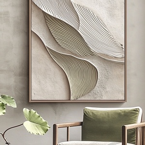 Pintura al Óleo Abstracta Texturizada Enmarcada, Arte Mural Pintado a Mano para Vestíbulo de Hotel de Alta Gama, Decoración Moderna para el Hogar - Product Image 3
