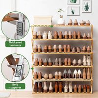 Meuble à chaussures simple et sans installation pour la maison, étagère à chaussures à 6 niveaux, organisateur de rangement pliable en bambou pour couloirs