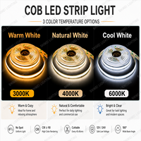 Bande lumineuse LED COB blanche simple CRI 90+ 528 LED/m 12V 24V, flexible et sans points, pour éclairage de placard, armoire et cuisine