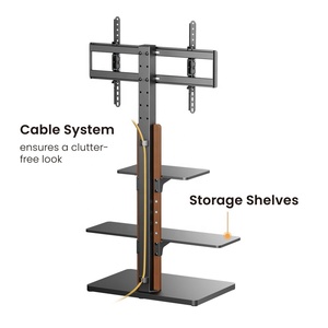 Soporte de Suelo Universal para TV de Estudio con Inclinación y Altura Ajustables, con Estantes, Máx. Soporte VESA 600x400 para Pantallas Planas o Curvas de 32 a 75 Pulgadas - Product Image 3