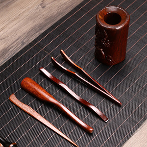 Juego de cucharas de té de palisandro, accesorios de té Kung Fu de madera maciza con forma de cilindro - Product Image 2