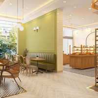 Design de restaurant moderne haut de gamme personnalisé Ensemble de meubles pour café avec éclairage LED Matériau en fer Vitrines