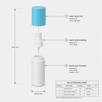 Bouteille en plastique PET cylindrique personnalisée de 30 ml/50 ml/60 ml, soin de la peau de luxe, flacon vide pour cheveux, forme de capsule de pilule, vaporisateur fin, lotion, pompe