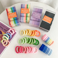32 pièces par boîte couleur bonbon anneaux de cheveux accessoires pour cheveux avec corde à nouer porte-queue de cheval chouchou pour filles
