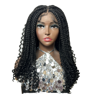 Perruque Lace Front <span class=keywords><strong>Jennifer</strong></span> en Cheveux Brésiliens Remy, Styles Courts Bouclés, Tresses Longues Yaki, Sans Colle, Marron, pour Femmes - Product Image 1