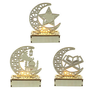 Hout Bedrukt Midden-Oostelijke Arabische Festival Maan Led Licht Desktop Ornament Huisdecoratie Ambachtelijke Displaystandaard - Product Image 1