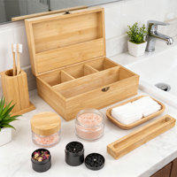 Grande boîte à combinaison en bambou Boîte décorative pour boîte de rangement avec pot de rangement, cadeaux de Noël pour hommes femmes, décoration intérieure