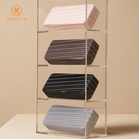 Étui à lunettes rigide en PU à rayures diagonales avec logo personnalisé, anti-écrasement, boîte à lunettes portable pour lunettes de lecture et de soleil