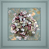 Ensemble de Mahjong de Noël en Acrylique Brillant avec Encre Vibrante pour une Expérience de Jeu de Table Haut de Gamme et une Décoration Intérieure de Luxe