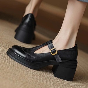 Fabbrica di alta qualità alla moda in vera pelle tondeggiante <span class=keywords><strong>Mary</strong></span> <span class=keywords><strong>Jane</strong></span> pump <span class=keywords><strong>scarpe</strong></span> con tacchi alti da donna - Product Image 5