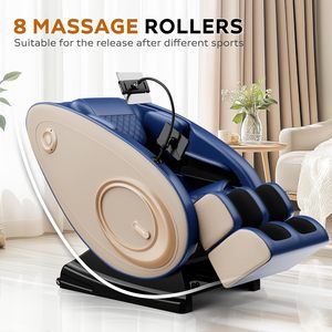 <b>Zero</b> <b>Gravity</b> Chair <b>Recliner</b> Airbags Heating Speaker Foot Roller Touch Screen Blue Chair Full Bodyvending M - Product Image 4
