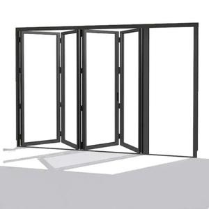 Portes de patio coulissantes pliantes rétractables en aluminium à double vitrage, design minimaliste, étanches, personnalisables, garantie 1 an - Product Image 1