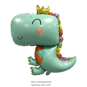 Globo de papel de aluminio de dinosaurio para niños Overlord dibujos animados corona verde Triceratops Raptors lindo 4 colores impreso al por mayor - Product Image 5