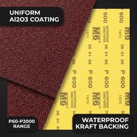 Papier abrasif durable avec support en latex, feuilles de ponçage en oxyde d'aluminium pour la finition automobile et le bois