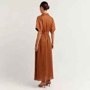 Vestidos de Verano Vintage Personalizados OEM, Vestido Camisero Largo Informal de Lino y Algodón Transpirable para Mujer, Ideal para Vacaciones - Product Image 4