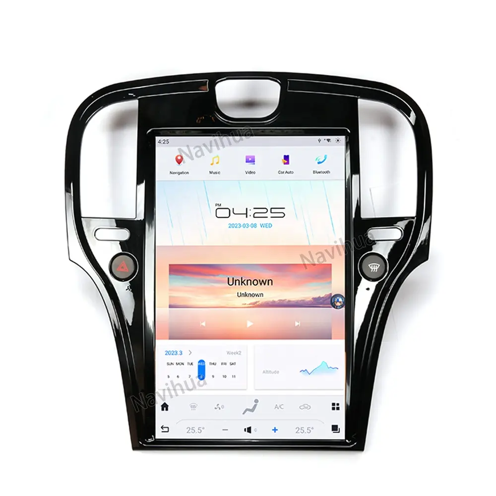 Naihua pemutar DVD mobil Android, navigasi GPS Radio layar sentuh 14.4 "gaya Tesla untuk Chrysler 300C 2011-2014